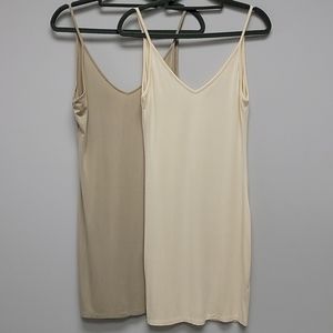 Strappy tank v-neck slip-on stretch mini dress 2pc